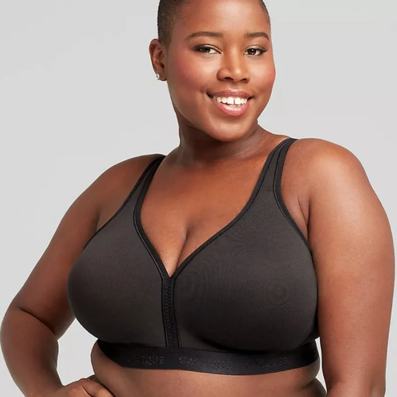 Cacique Cotton Lightly Lined Full Coverage No-Wire Black Bra Size 42DD - Picture 1 of 6